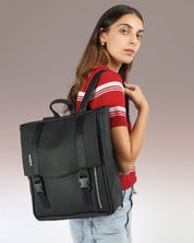 תיק גב למחשב של זנדיגי, תיק ללפטופ קטן מיני טוקיו שחור יהלום, תיק למחשב בייצור ועיצוב ישראלי.