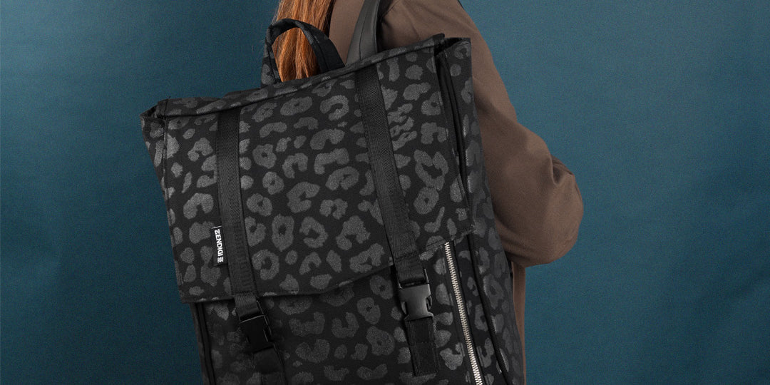 טוקיו שחור מנומר, תיק גב למחשב נייד מבית זנדיגי, מתאים במיוחד לסטודנטים ולהייטקיסטים, ללימודים ולעבודה.