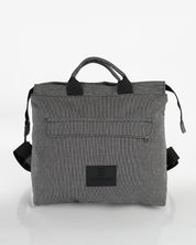 תיק גב מדריד אפור בינגו תיק טבעוני בעיצוב ריבועי של זנדיגי - מתאים לנשים ולגברים, כולל תא קדמי מוסתר ורוכסן עליון מוצג מהפרונט