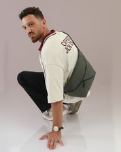 פאוץ׳ גדול שחור לנשים ולגברים - זנדיגי, תיק צד איכותי עשוי קנבס איטלקי, על דוגמנית, מושלם ליום מחוץ לבית, ללימודים ולטיולים, יכול להכיל בקבוק מים גדול