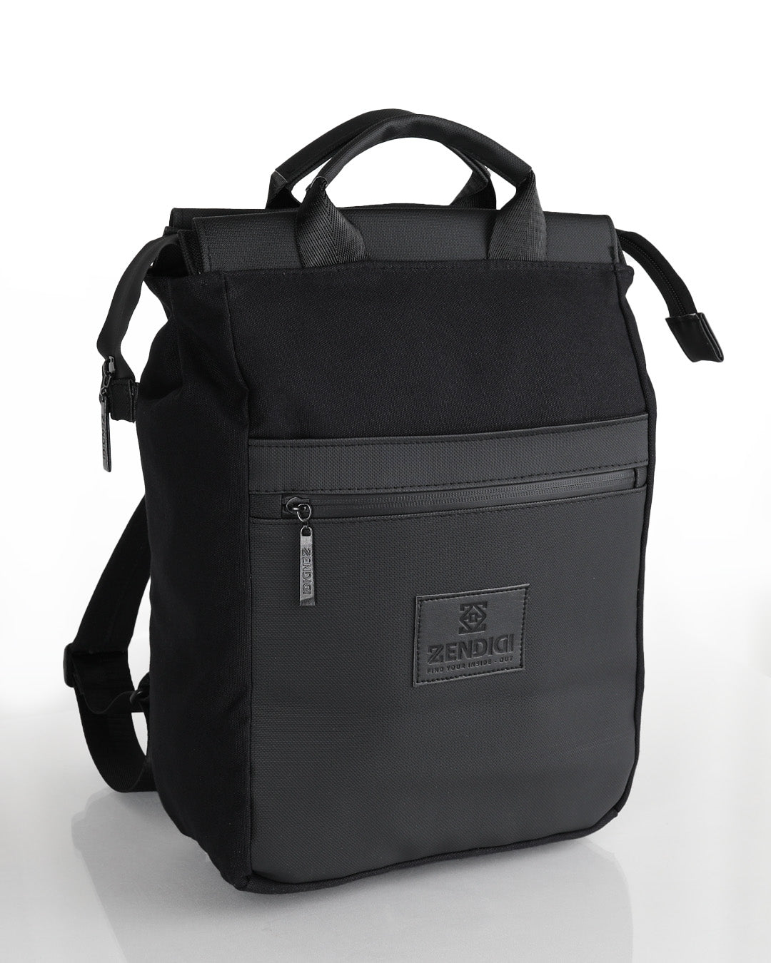 תיק גב שחור דגם מילאנו של זנדיגי - תיק למחשב נייד עד 14 אינץ' עם תא קדמי ורוכסן, בעיצוב קלאסי ומינימליסטי, עשוי קנבס ודמוי עור איכותי