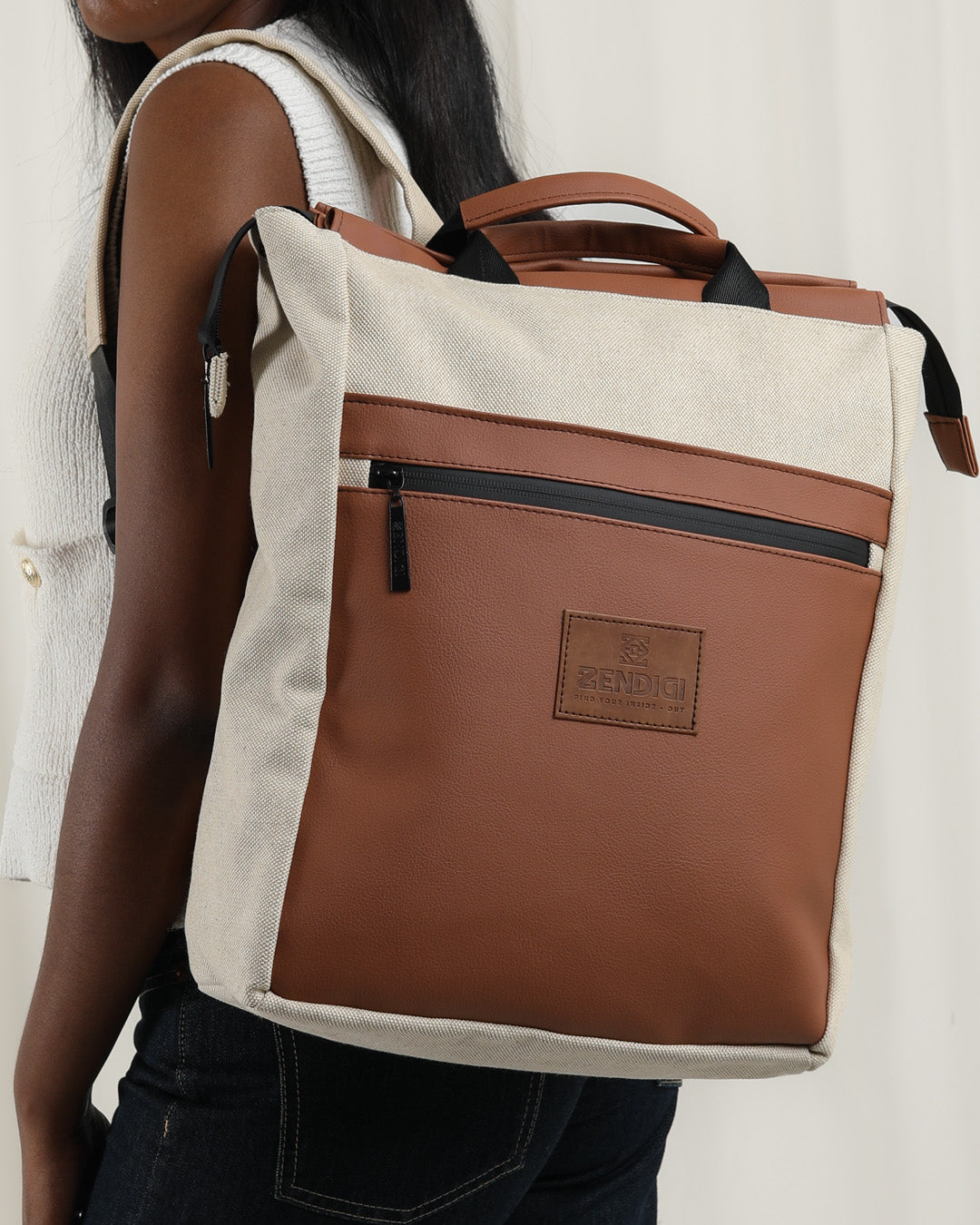 Beige Canvas & Brown Milano