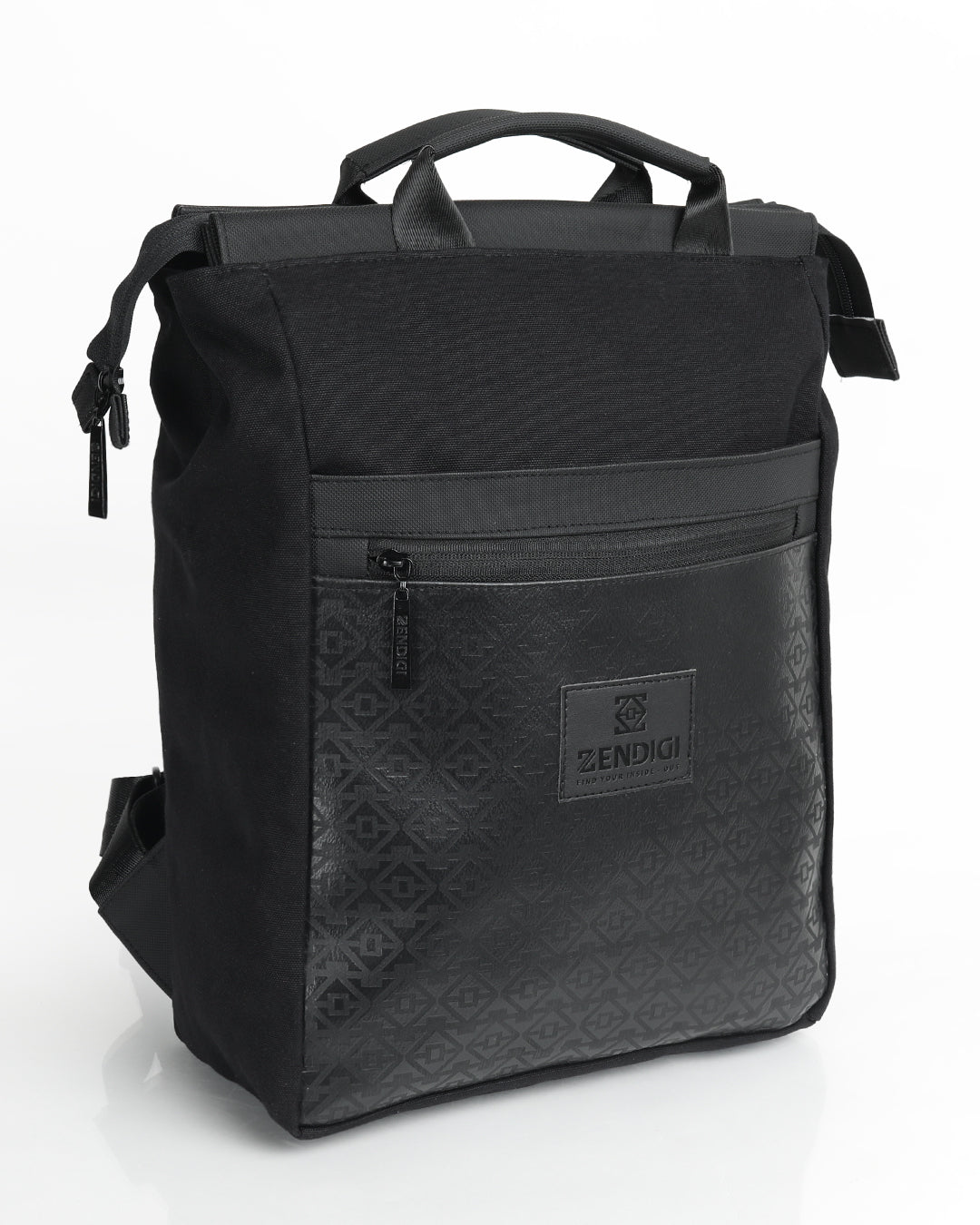 מילאנו תיק גב למחשב נייד עם תא מרופד ללפטופ, תיק לימודים, תיק למשרד, תיק גב טבעוני, תיק גב שחור טוטם, עם ידיות מוצג מהצד