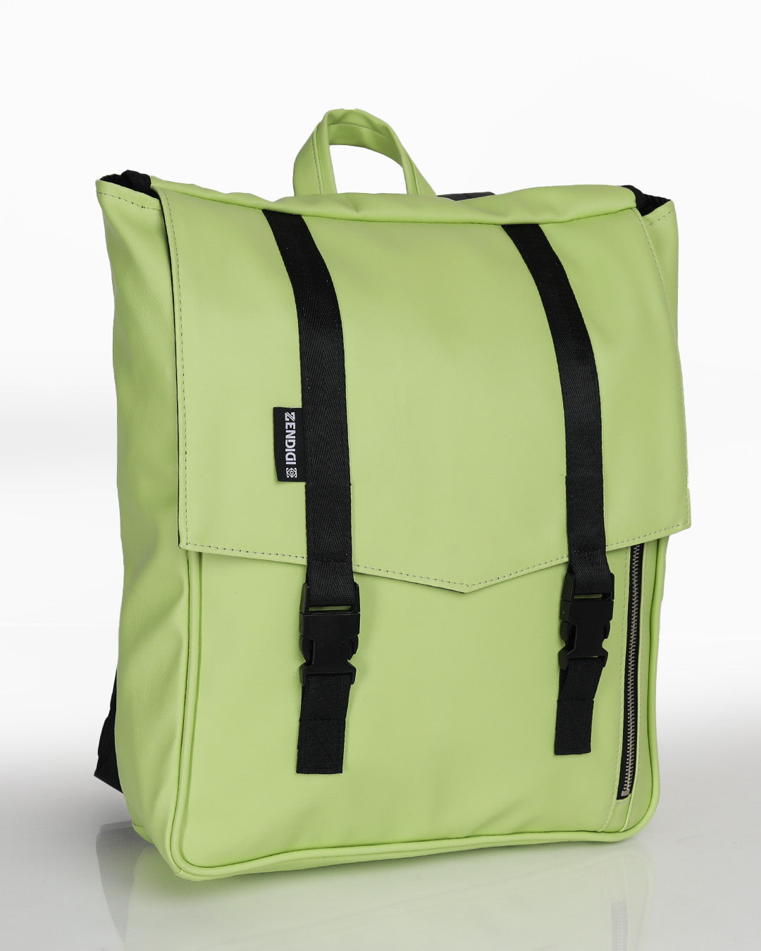 תיק גב למחשב נייד טוקיו ירוק ליים של זנדיגי - תיק טבעוני מעוצב לסטודנטים, אנשי הייטק וליום יום בעיר. עמיד, פרקטי ונוח לנשיאה לעבודה או ללימודים.