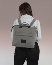 תיק גב בעיצוב מינימליסטי למחשב נייד, טבעוני, איכותי, בצבע אפור בינגו, מושלם לעיר, משרד, אוניברסיטה או טיולים