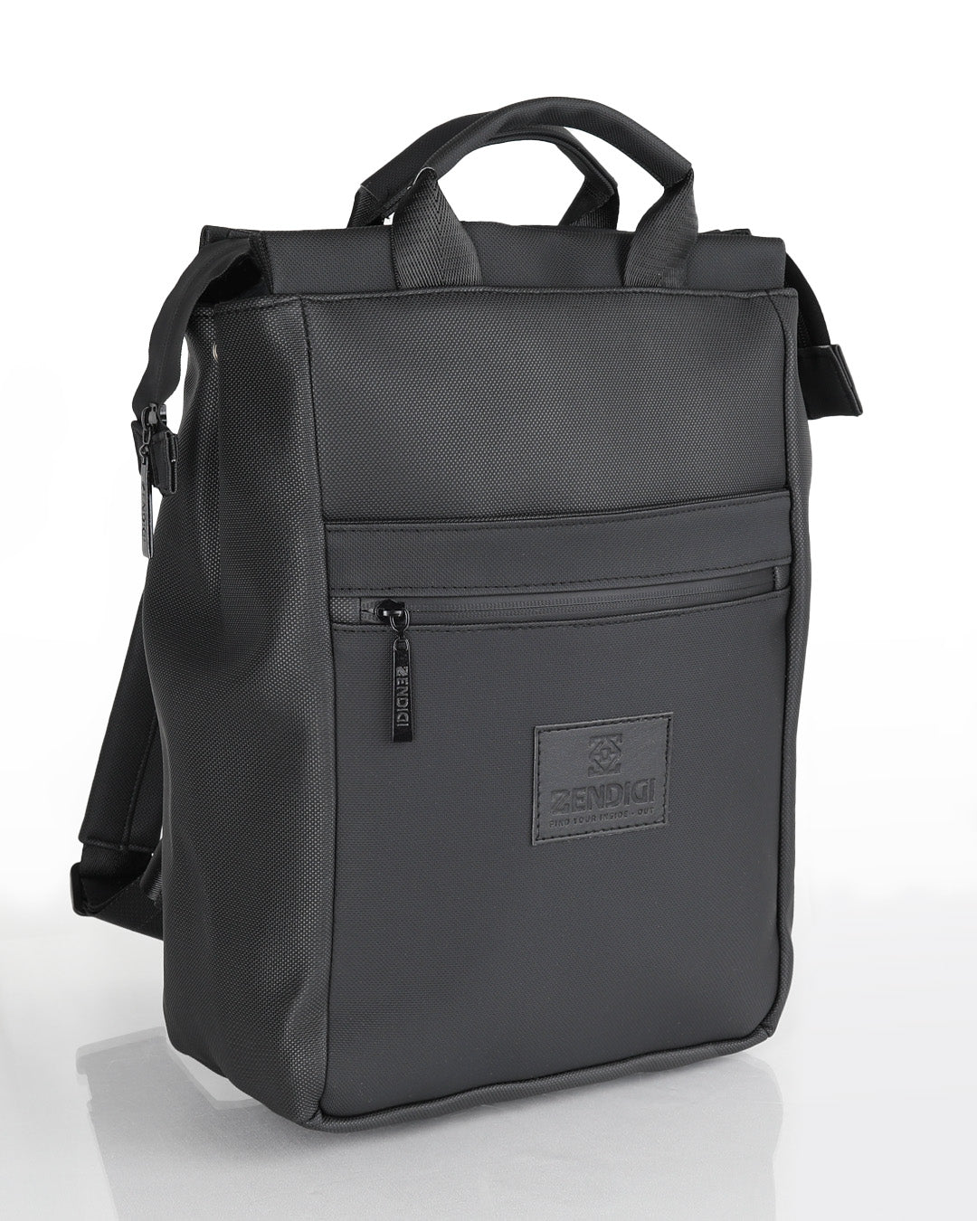 תיק גב שחור דגם מיני מילאנו שחור יהלום של זנדיגי - תיק למחשב נייד עד 14 אינץ' עם תא קדמי ורוכסן, בעיצוב קלאסי ומינימליסטי, עשוי קנבס ודמוי עור איכותי