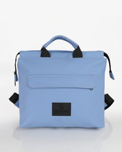 תיק גב מדריד כחול בהיר תיק טבעוני בעיצוב ריבועי של זנדיגי - מתאים לנשים ולגברים, כולל תא קדמי מוסתר ורוכסן עליון מוצג מהפרונט