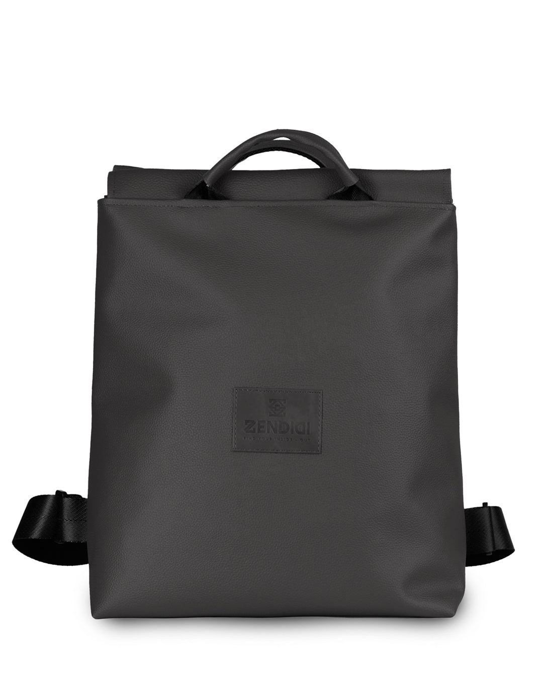 תיק גב ברלין בצבע שחור, עיצוב מינימליסטי טבעוני עם לוגו ZENDIGI בחזית.