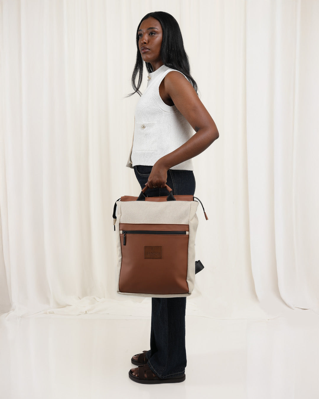 Beige Canvas & Brown Milano