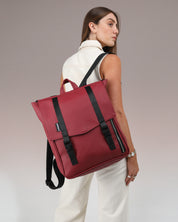 תיק גב טוקיו אדום דובדבן לנשים - תיק מחשב 16 אינץ' במראה אלגנטי ונוח, מושלם ללוק יומיומי, נסיעות עירוניות, עבודה ולימודים תיק שיכול להתאים גם כתיק גב למחשב לגבר