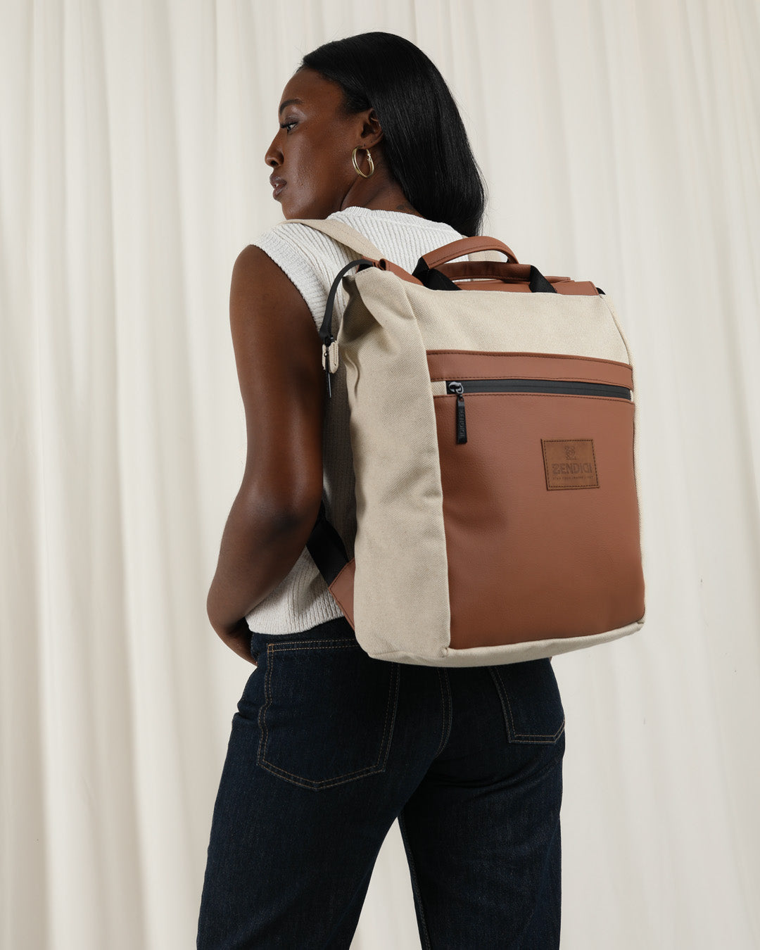 Beige Canvas & Brown Milano