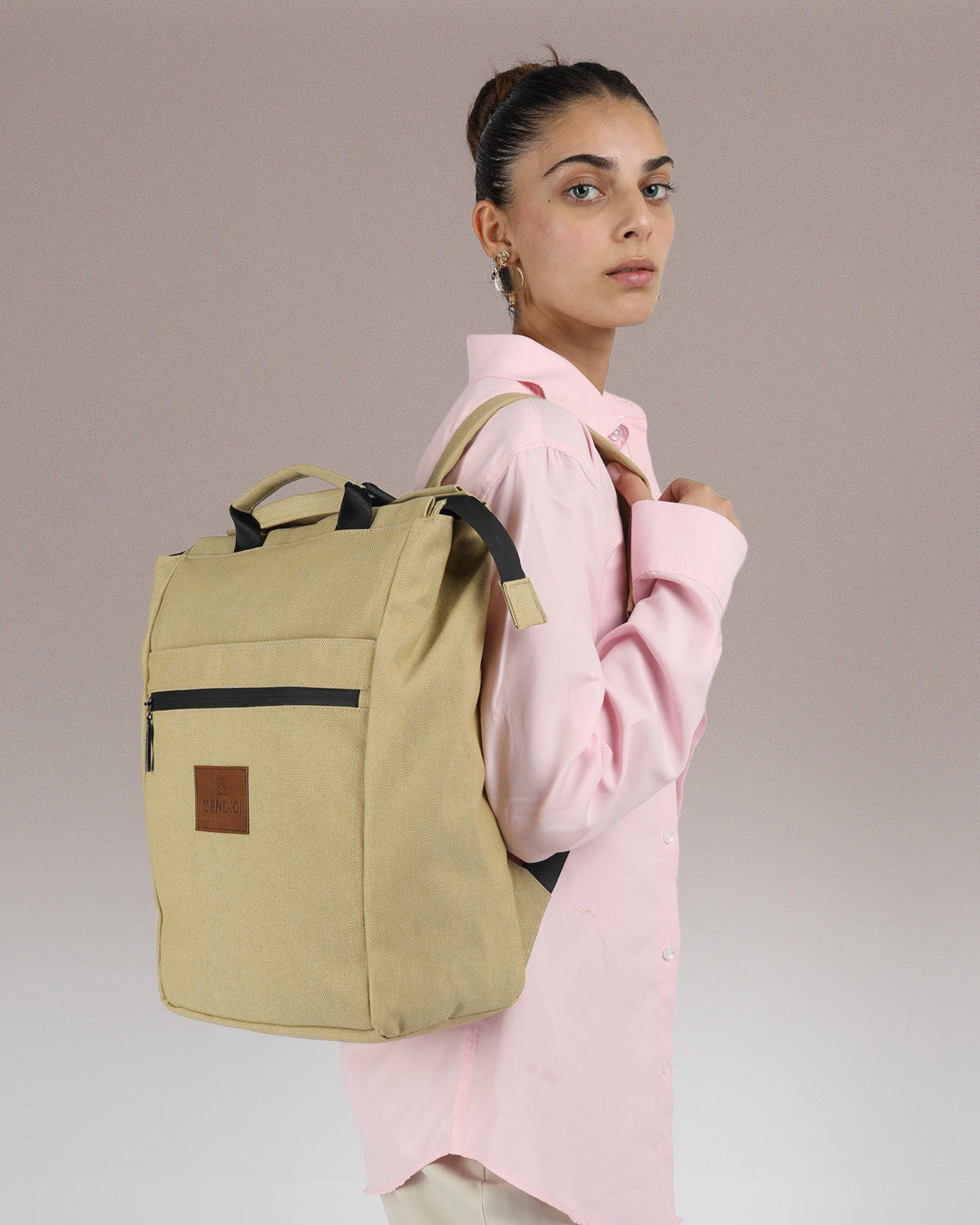 תיק גב מילאנו בלונדי קנבס, תיק למחשב עד 16״ על גב של דוגמן, תיק מרופד למחשב נייד תיק גב ללפטופ, מושלם ללימודים ולעבודה, תיק לסטודנטים