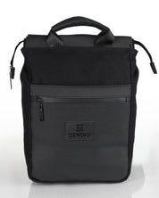 תיק גב שחור בעיצוב אורבני דגם מילאנו - מתאים לנשים וגברים, עם תא מרופד ללפטופ, תא קדמי פתוח ורצועות נשיאה מרופדות לנוחות מקסימלית