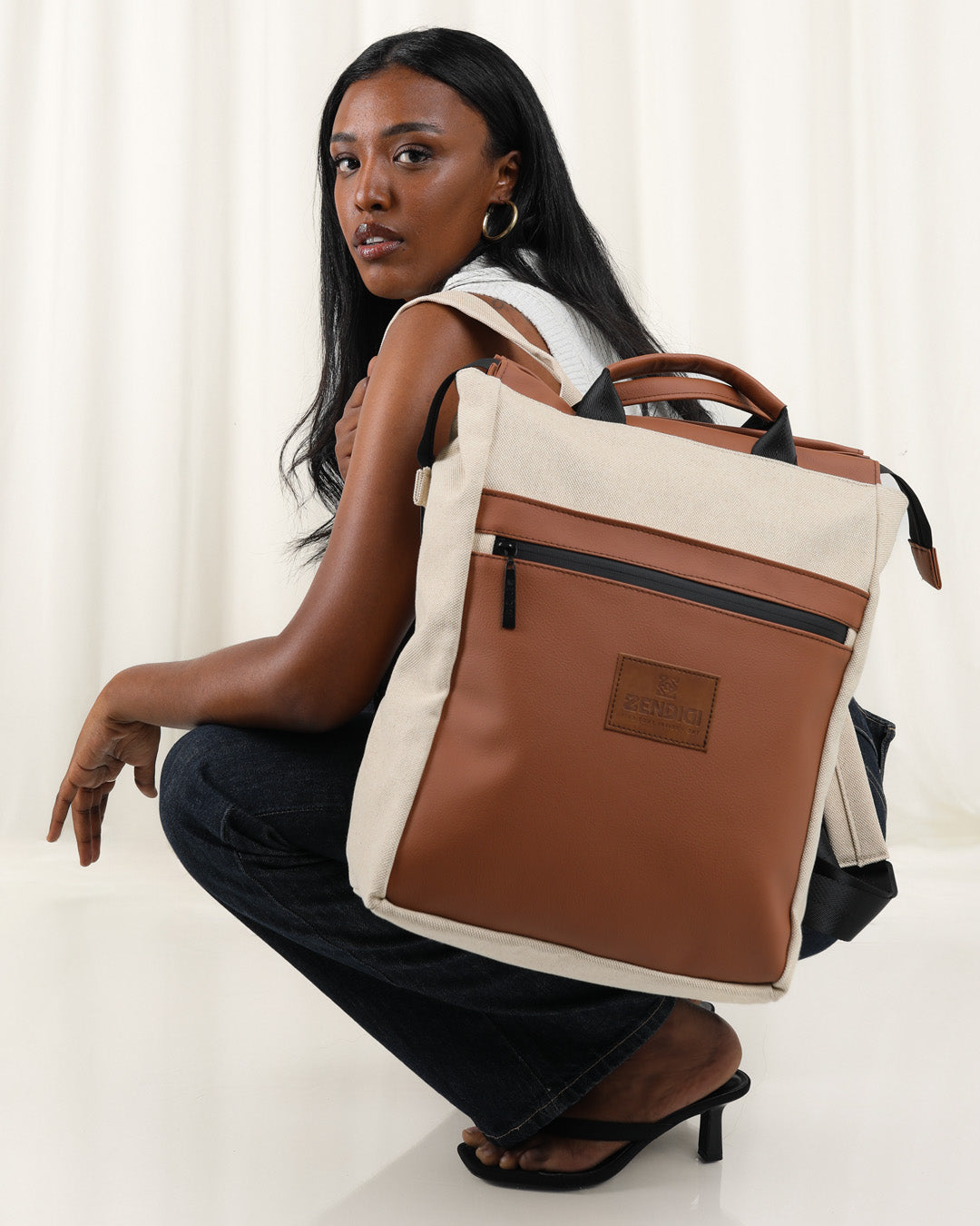 Beige Canvas & Brown Milano