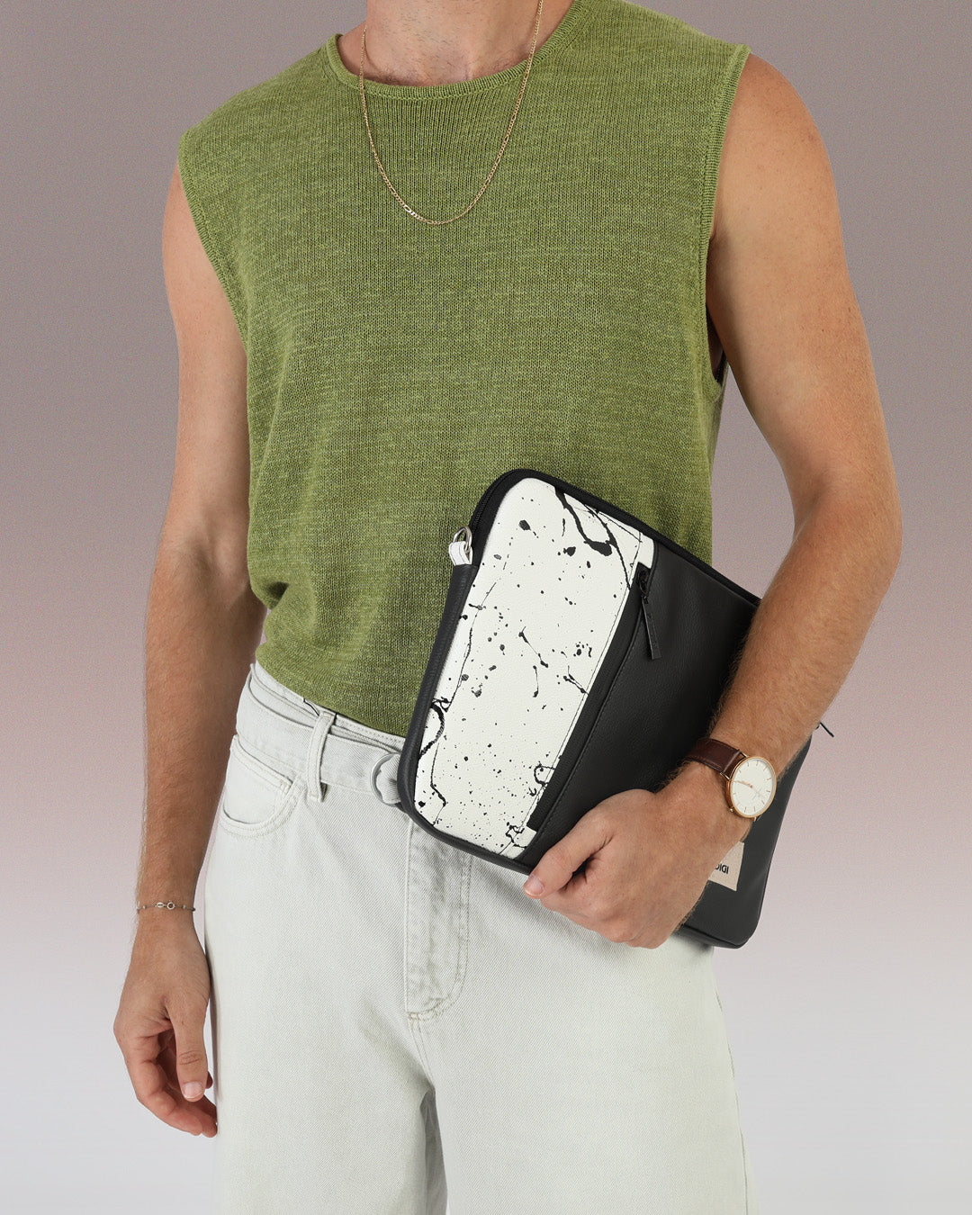 כיסוי מחשב מרופד, בצבע שחור לבן של זנדיגי, קייס לפטופ איכותי וחזק למחשב 14״