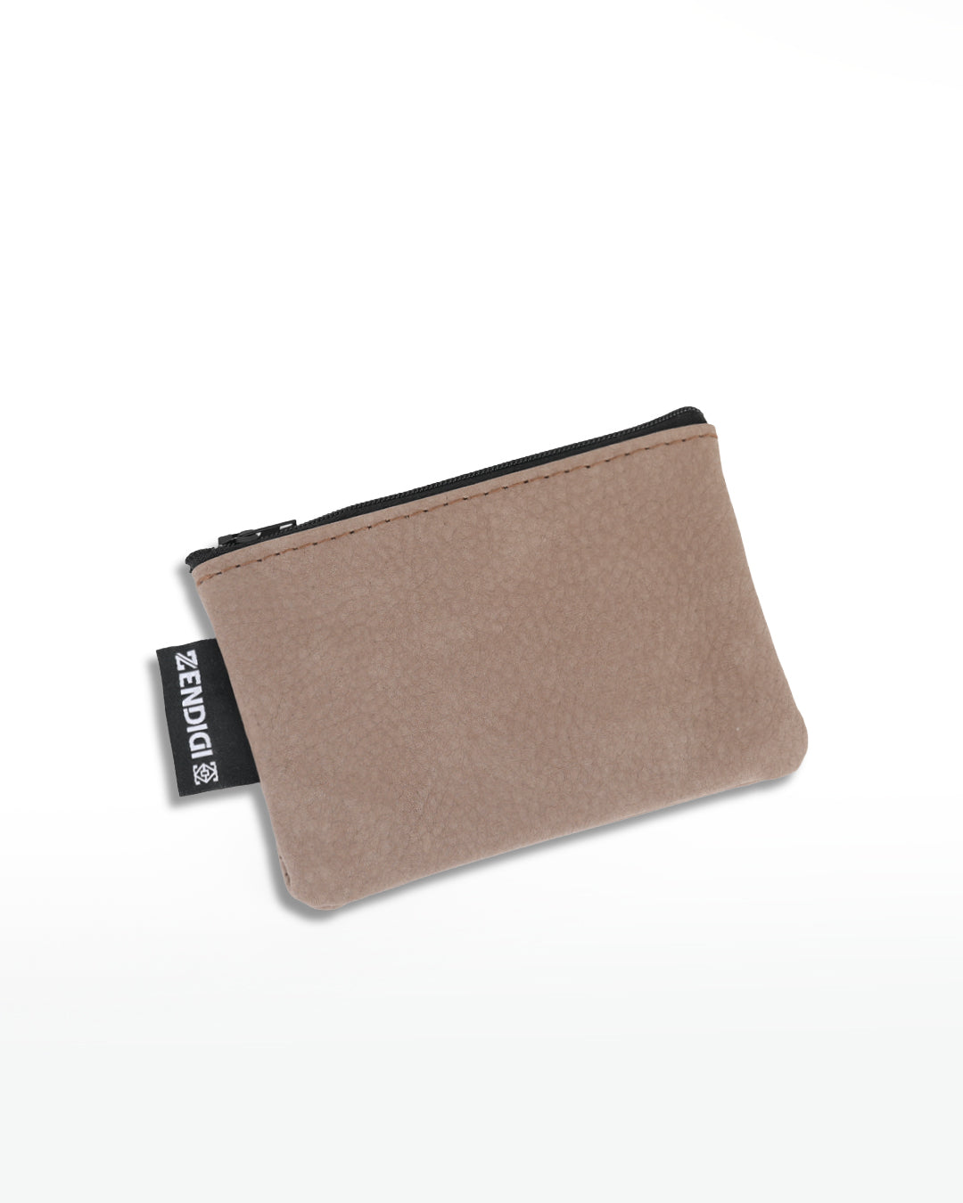 ארנק טבעוני ביג׳יבו חום זמש - תא אחד, מתאים לכל תיק ונכנס בכל כיס, מיוצר בארץ.