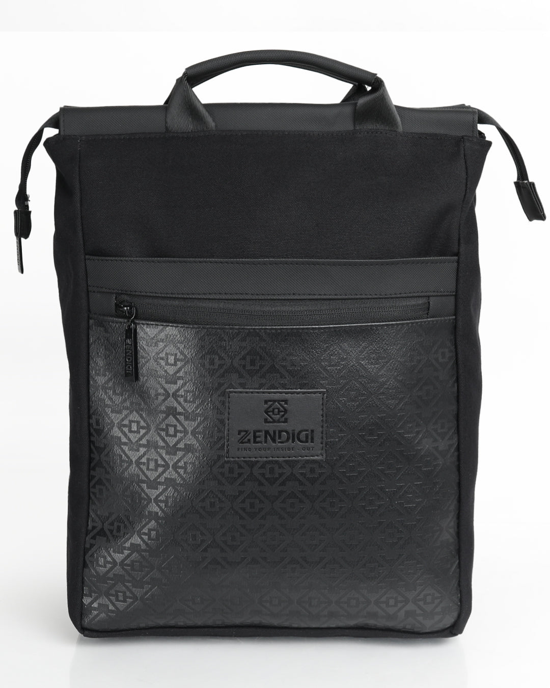 מילאנו תיק גב למחשב נייד, תיק לסטודנטים, תיק ללפטופ, תיק למשרד, תיק להייטק, תיק גב טבעוני שחור טוטם מוצג מהפרונט