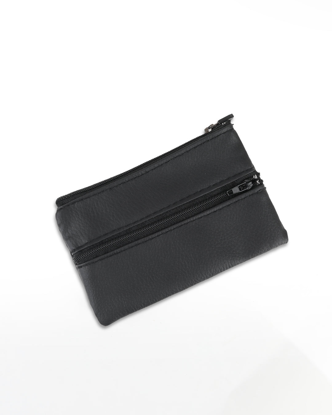 ארנק טבעוני קטן דאבל ביג׳י שחור קלאסי, תא אחד לכרטיסי אשראי ומזומן ותא קטן למטבעות 