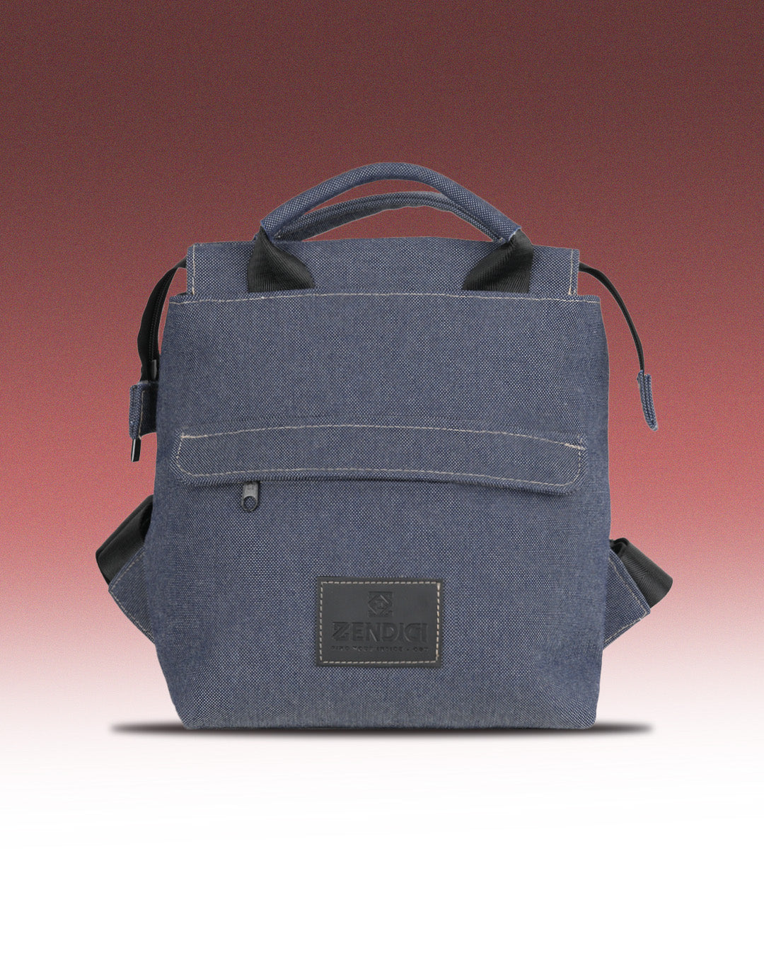 תיק גב קטן מיני מדריד בצבע ג׳ינס כחול -  מבט חזיתי