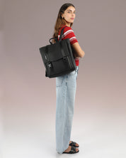 מיני טוקיו שחור יהלום - תיק למחשב נייד 14״, מושלם ללימודים, נוח מאוד לעבודה, עשוי דמוי עור איטלקי דוחה מים